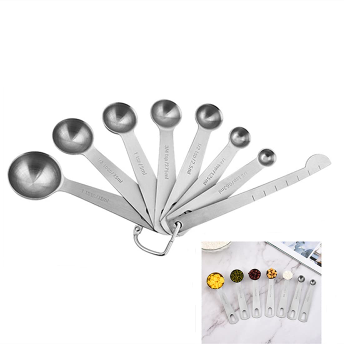 Amazon | MMCCHB計量スプーン、8個セット：小さじ1/8、小さじ1/4